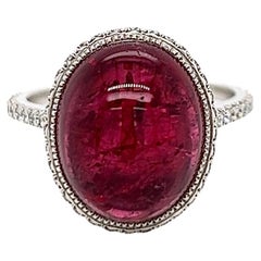 7.70 Total Carat Pink Tourmaline and Diamond Cocktail Ring