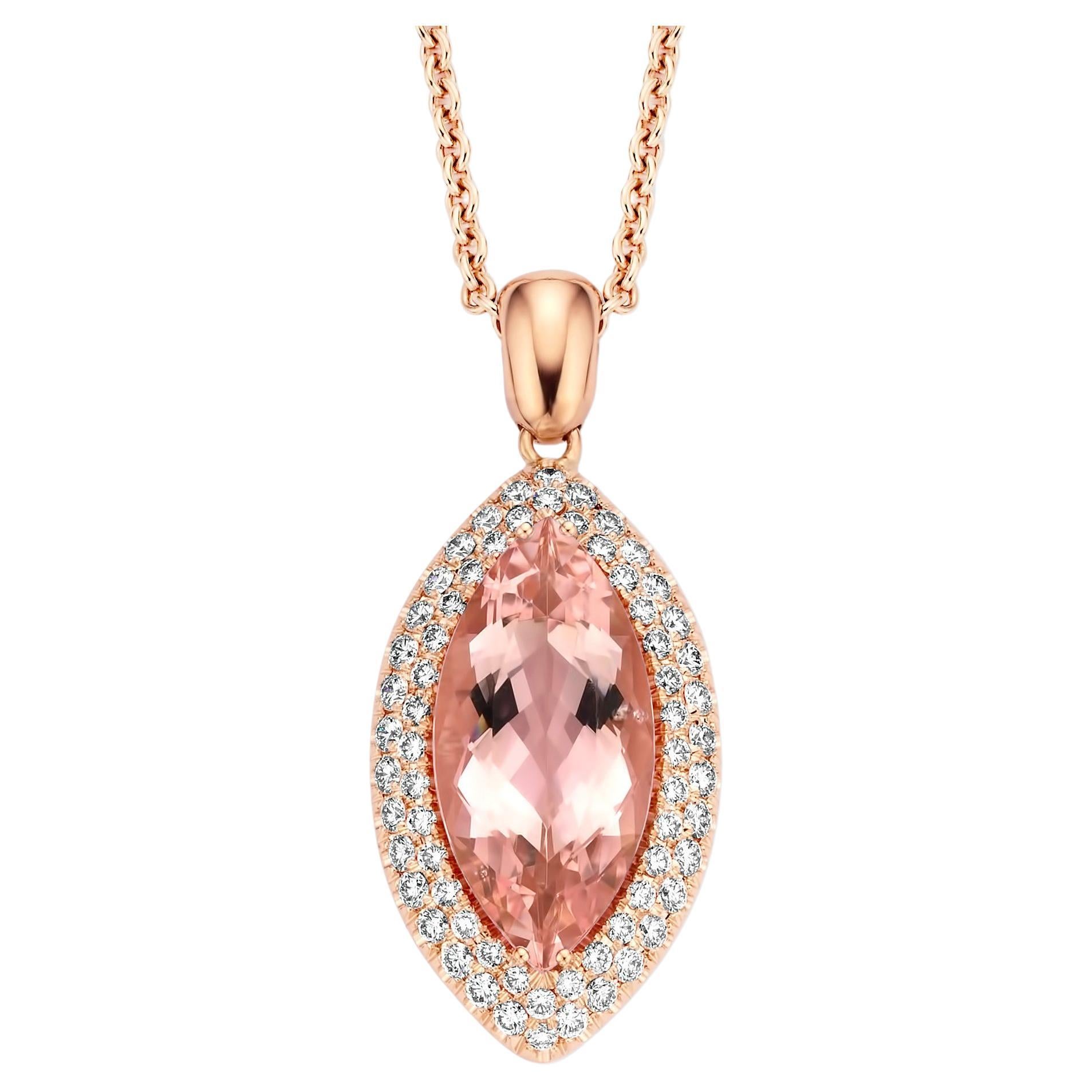 7.20Ct Candy Pink Morganite & 1.15Ct Diamond LC- D Pendant Necklace For Sale