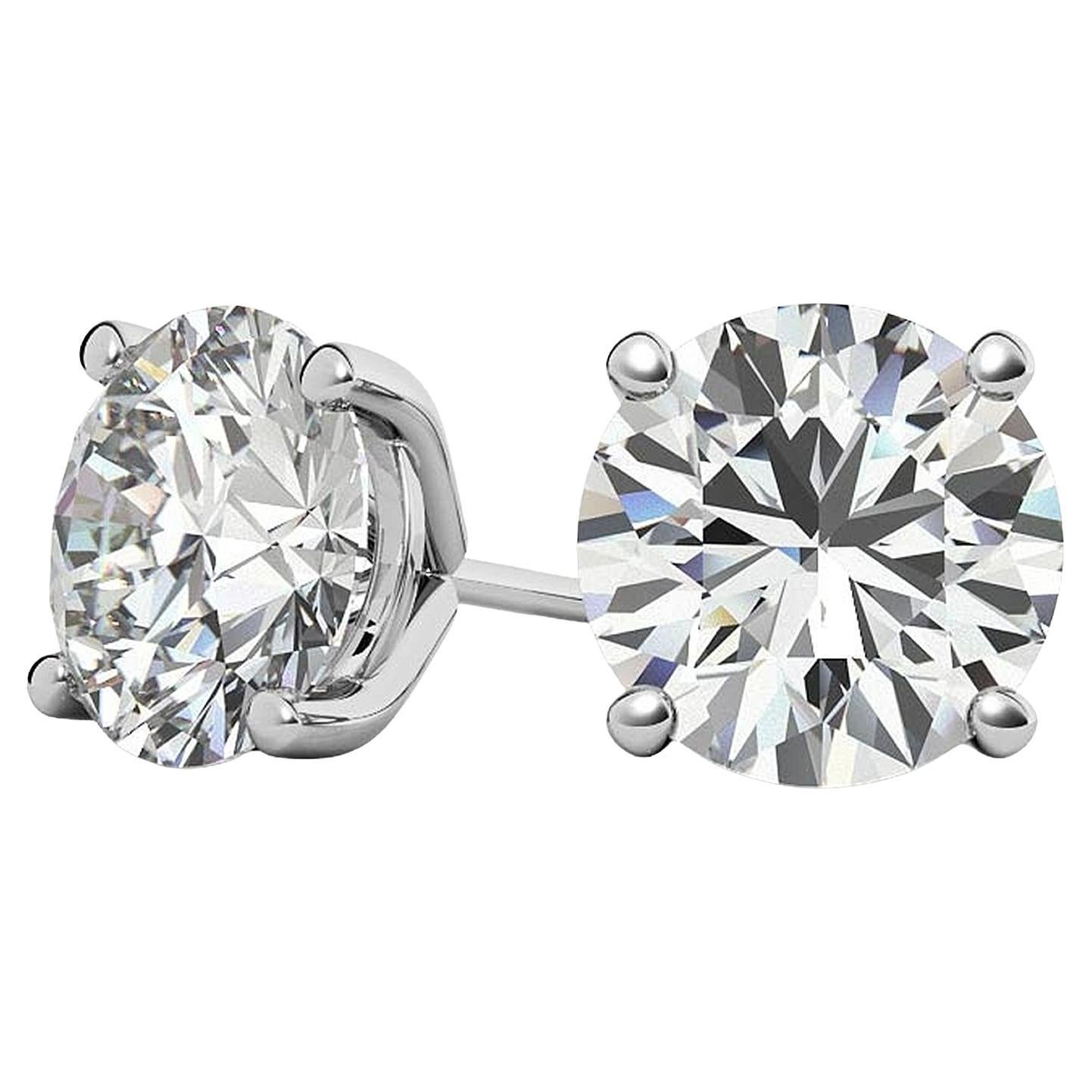 7.20ct GIA Natural Round Diamond 4 Prong Martini Stud Earrings Si1/Si2 14K Gold