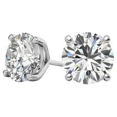 7.20ct GIA Natural Round Diamond 4 Prong Martini Stud Earrings Si1/Si2 14K Gold