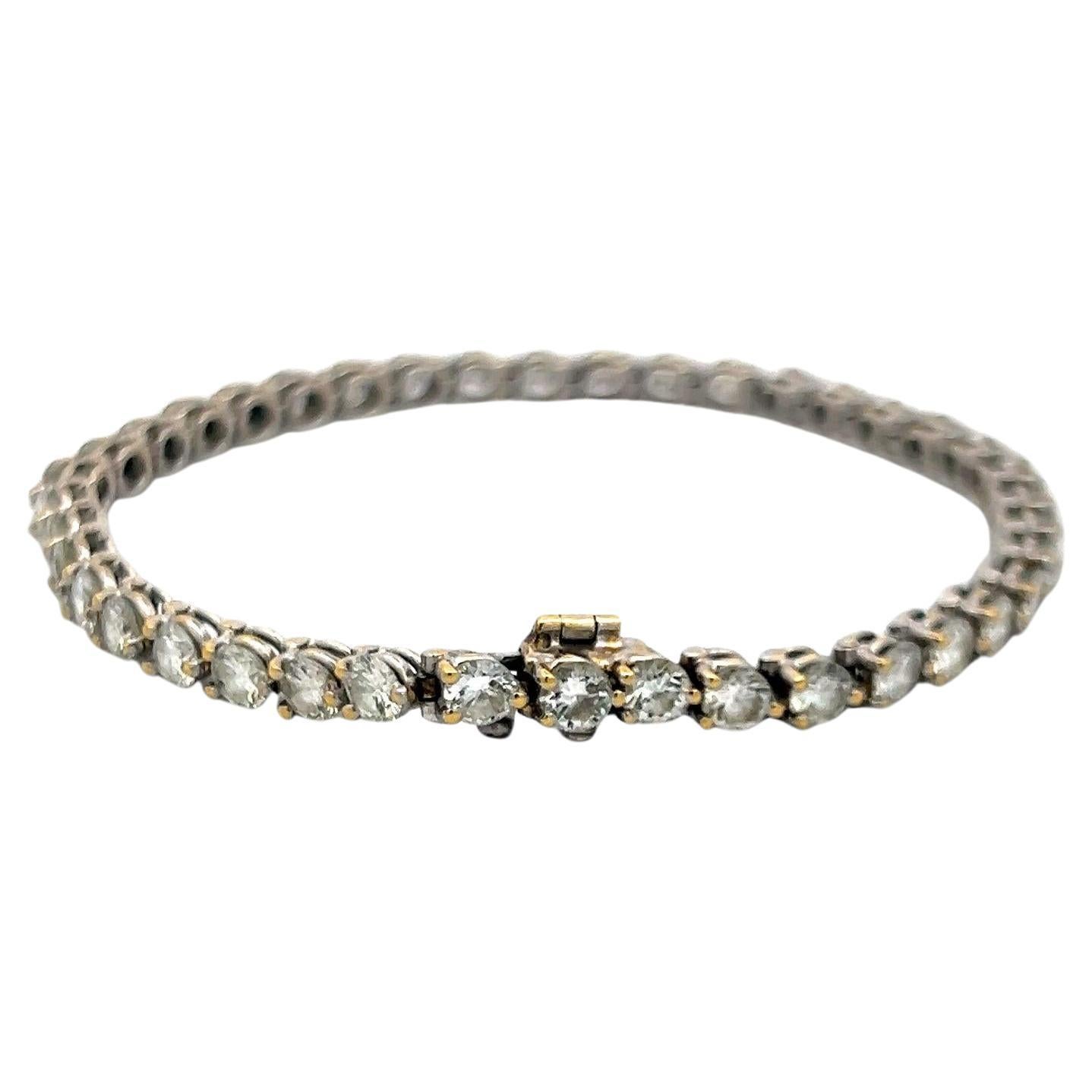 Diamante redondo brillante de 7,20 ct Pulsera de tenis de oro blanco de 18 quilates