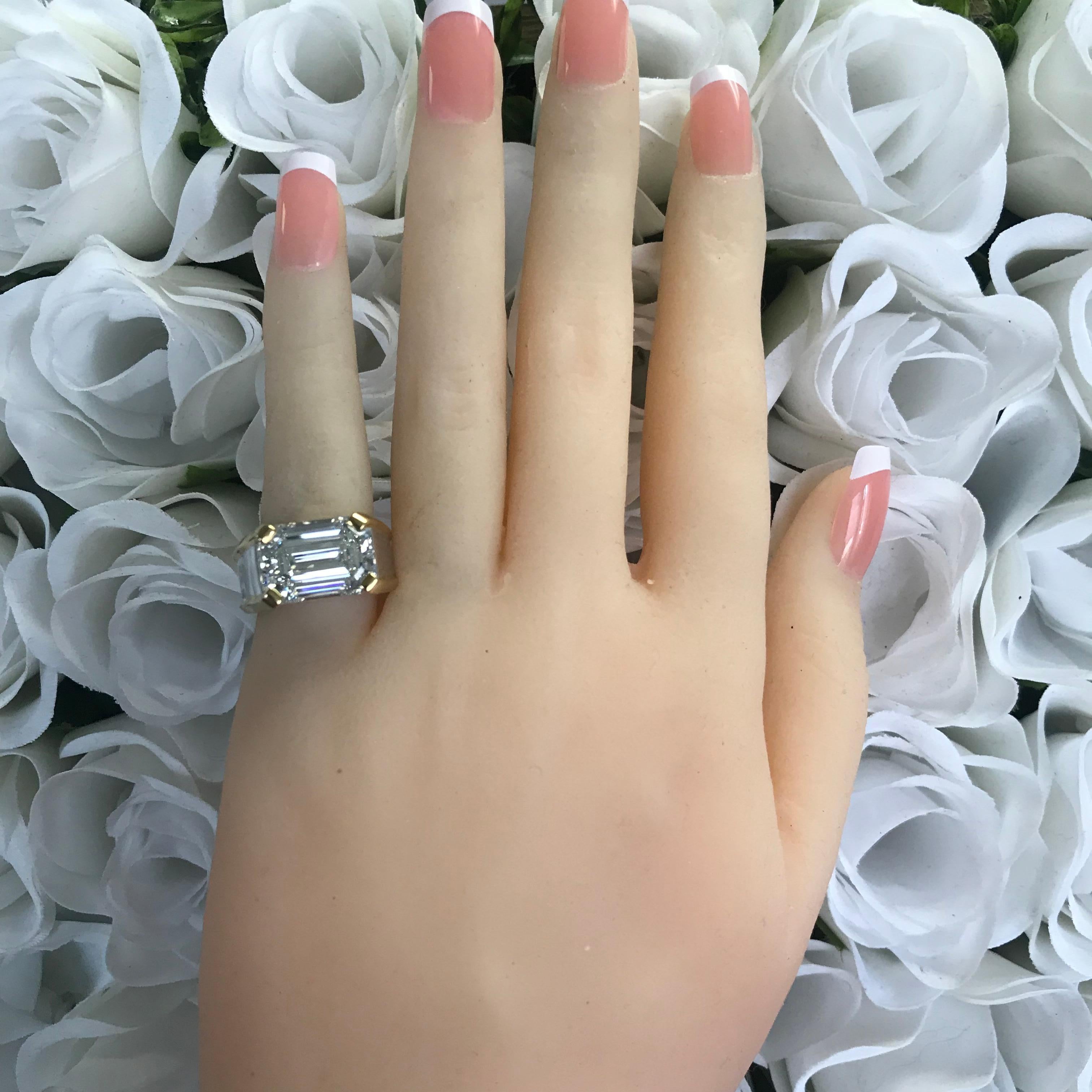 Any custom ring can be made for you. Finger size is 3.5 , if you are a different finger size I will make a brand new ring or size it if possible. Allow 4-8 Weeks.

GIA Certified

Carat weight: 7.20 Carat +
Shape: Emerald
Color: E
Clarity: