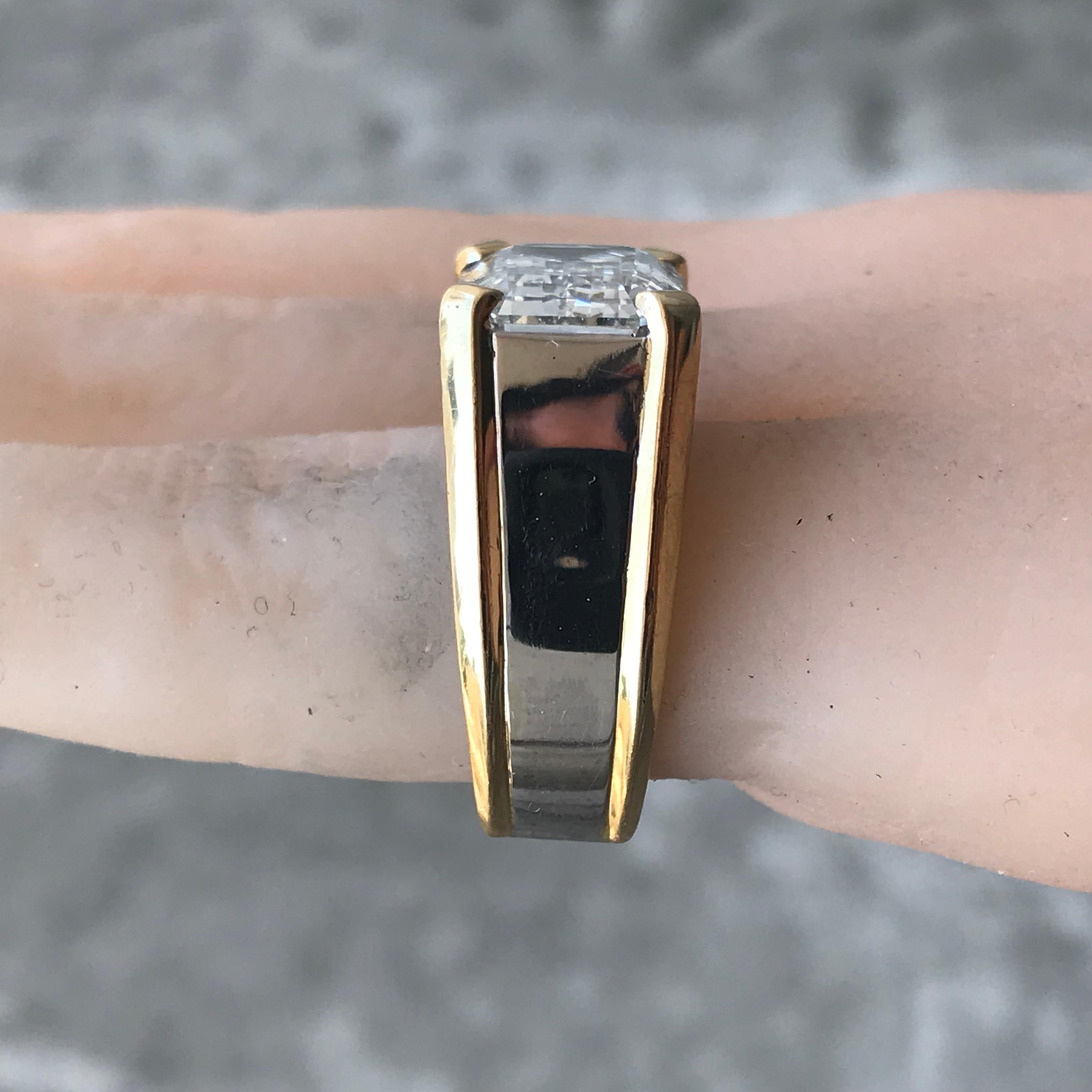 7.21 Carat Emerald Cut Diamond Men’s Ring E Color SI1 Clarity GIA Certified In New Condition For Sale In West Hollywood, CA