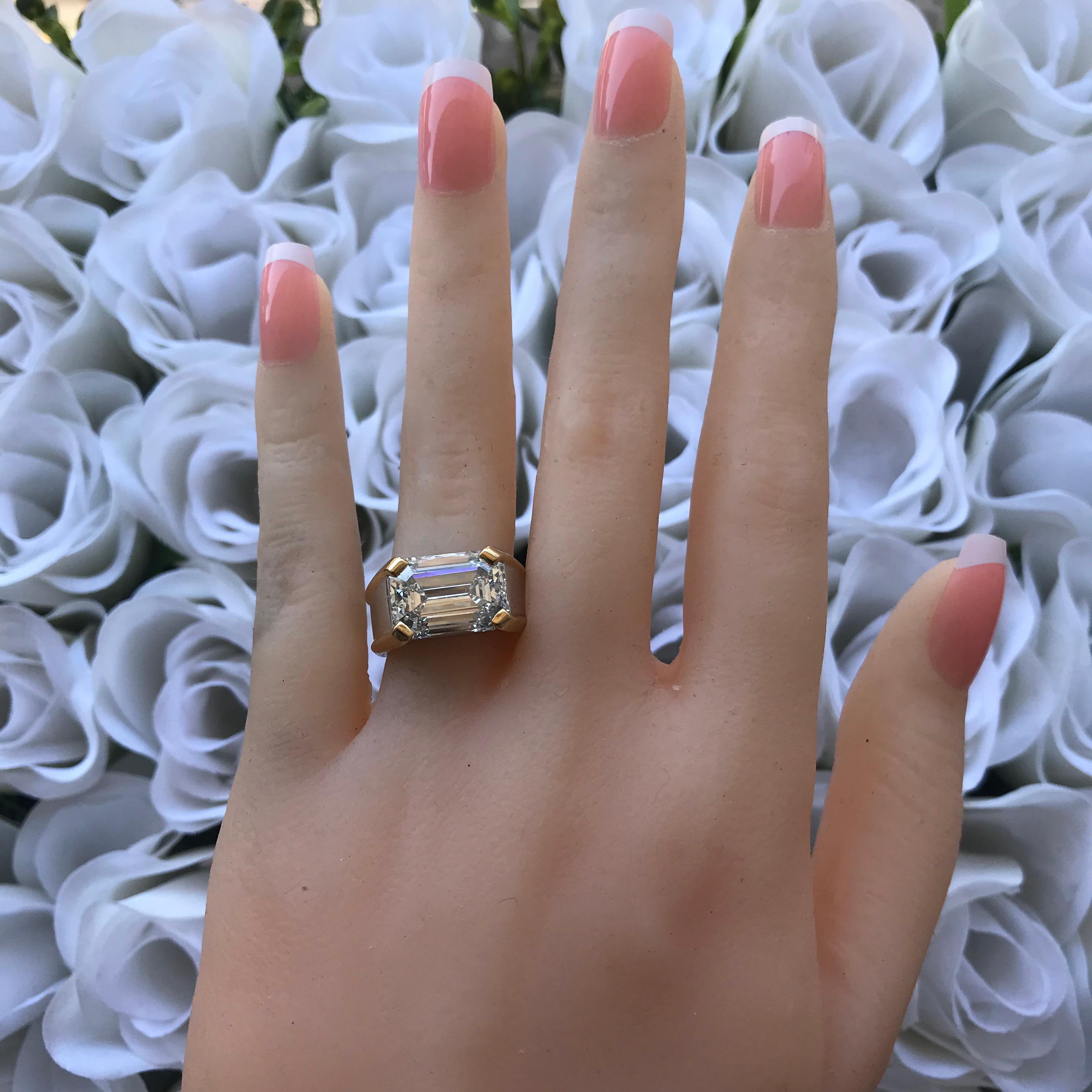 7.21 Carat Emerald Cut Diamond Men’s Ring E Color SI1 Clarity GIA Certified For Sale 2