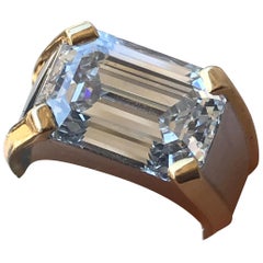 7.21 Carat Emerald Cut Diamond Men’s Ring E Color SI1 Clarity GIA Certified