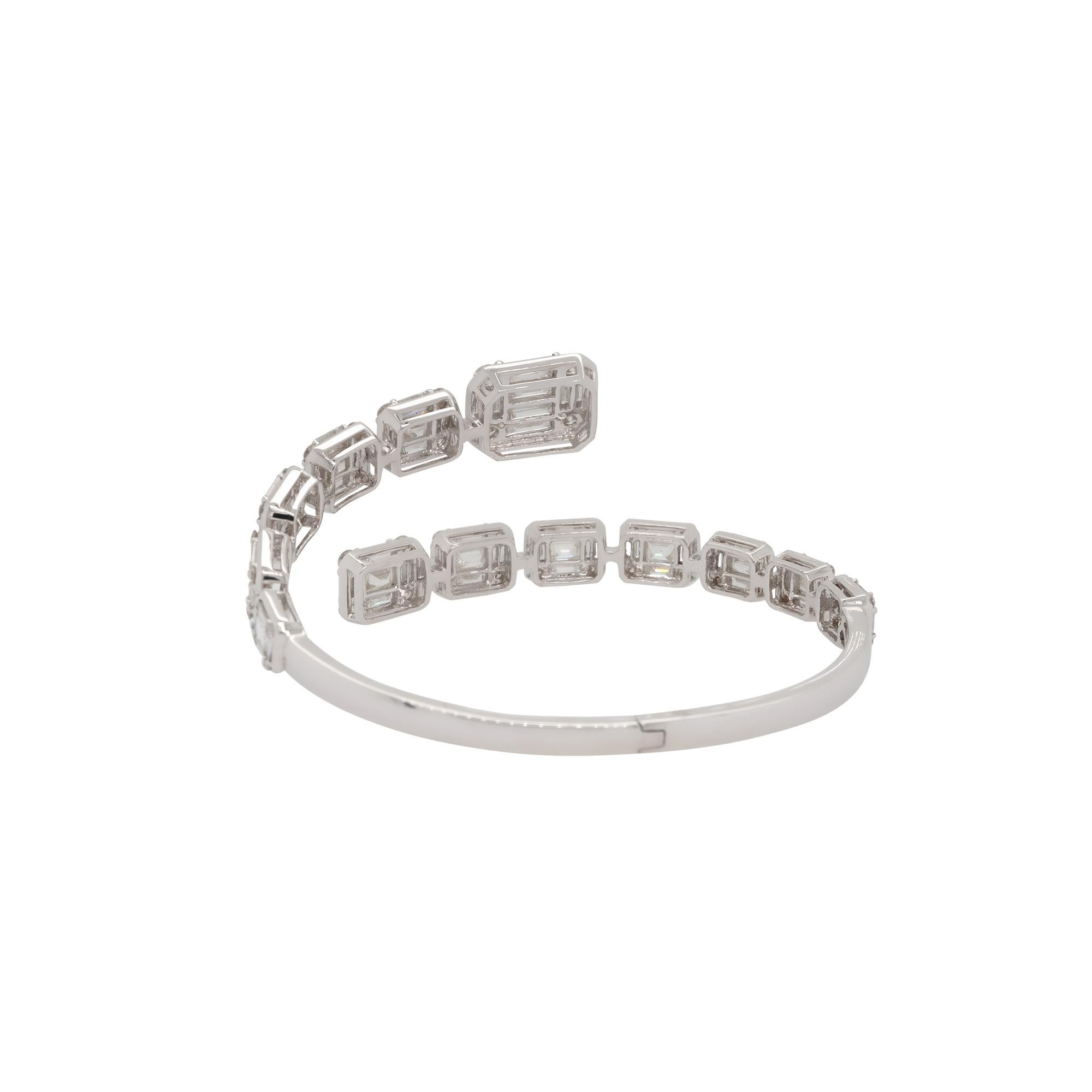 Women's or Men's 7.21 Carat Round & Baguette Cut Natural Diamond Overpass Bangle For Sale