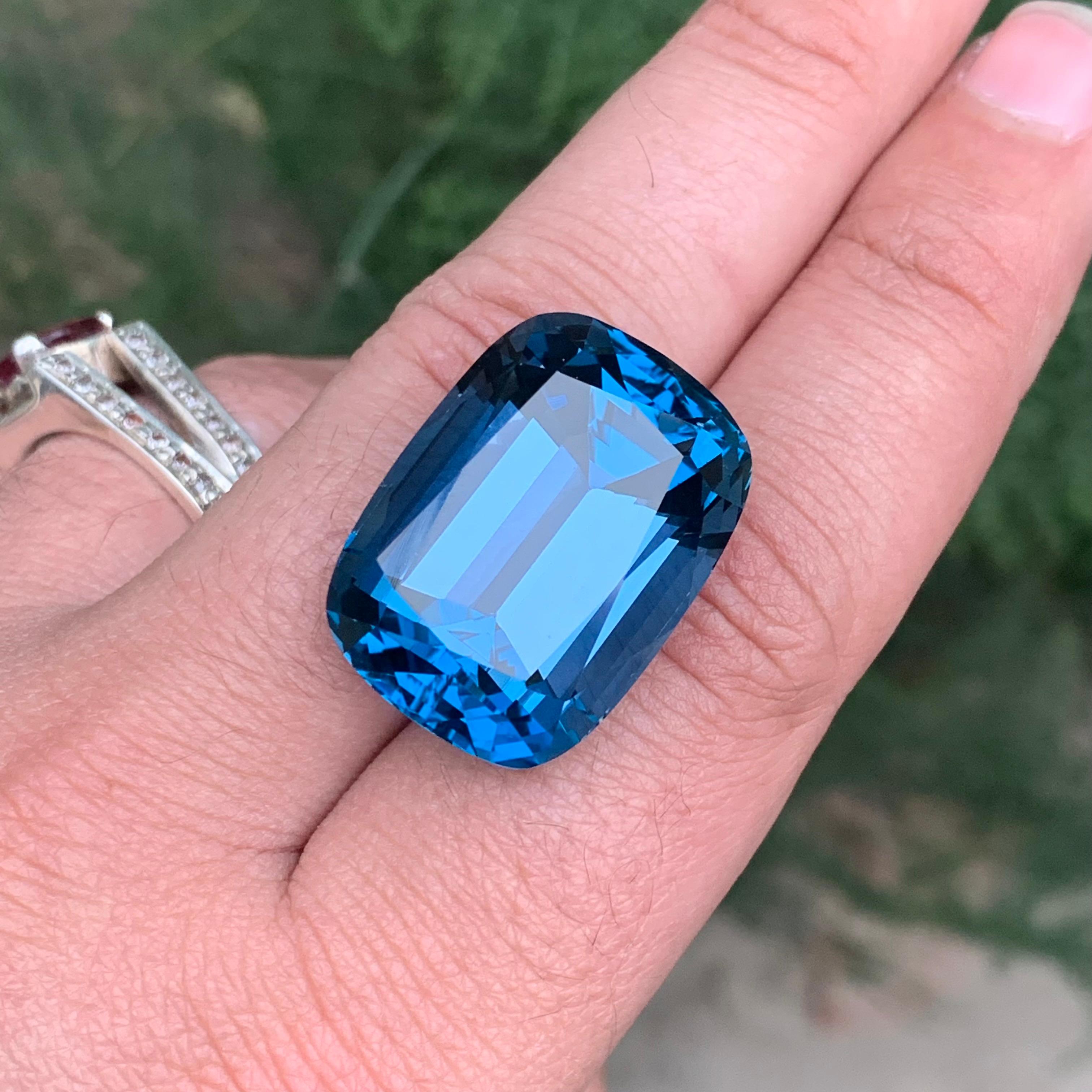 72.10 Carat Stunning Loose London Blue Topaz Cushion Shape Gemstone For Sale 4