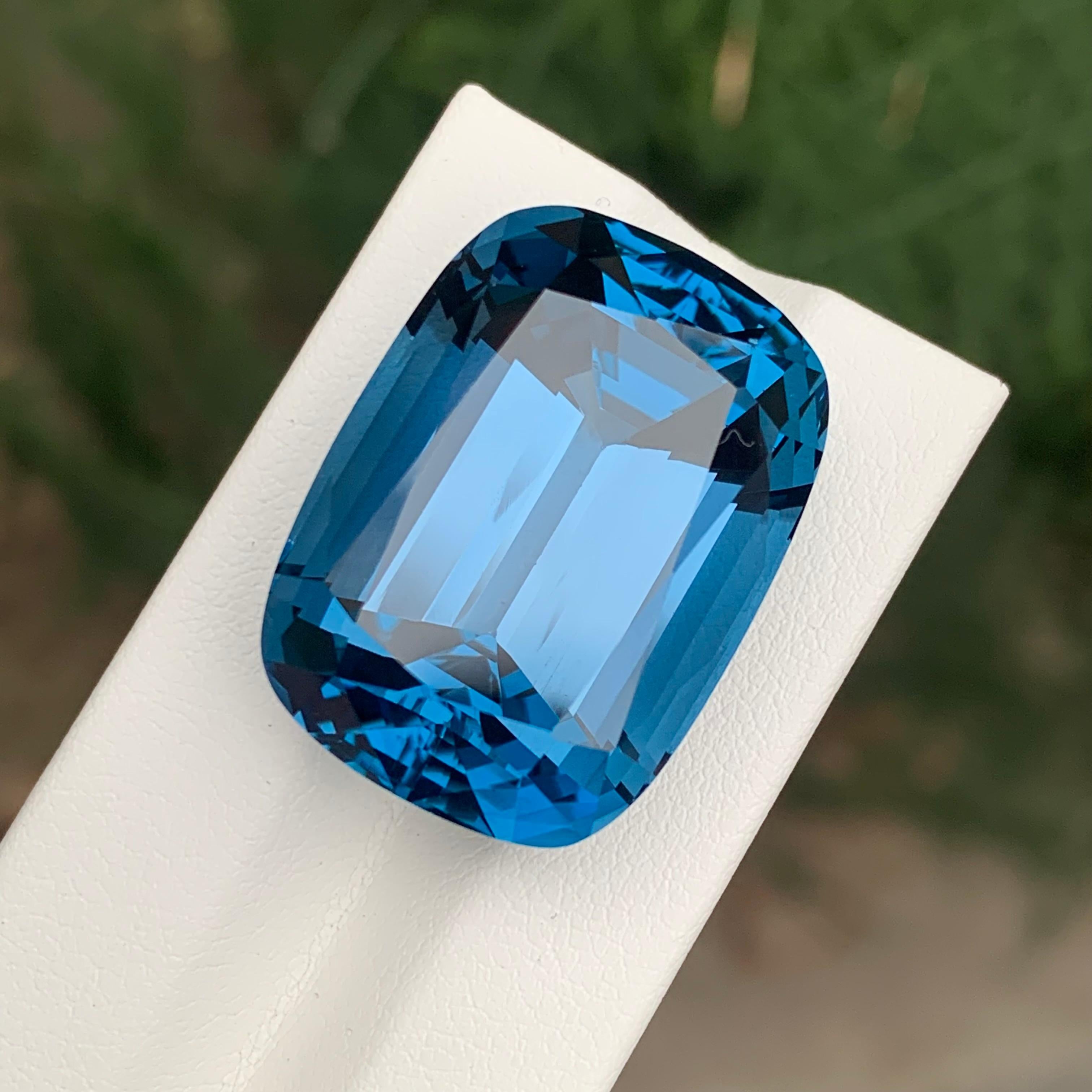 72.10 Carat Stunning Loose London Blue Topaz Cushion Shape Gemstone For Sale 5