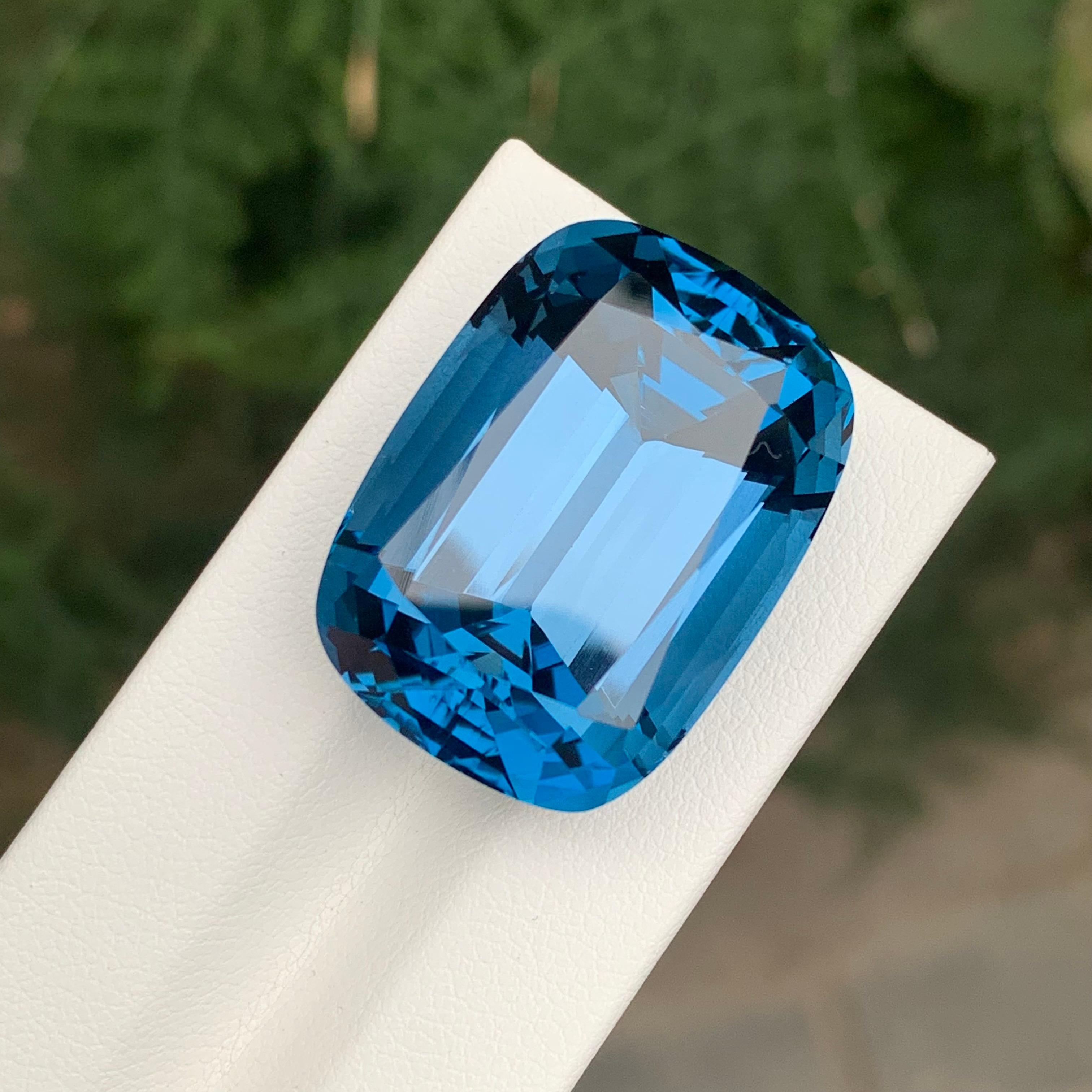 Arts and Crafts 72.10 Carat Stunning Loose London Blue Topaz Cushion Shape Gemstone For Sale