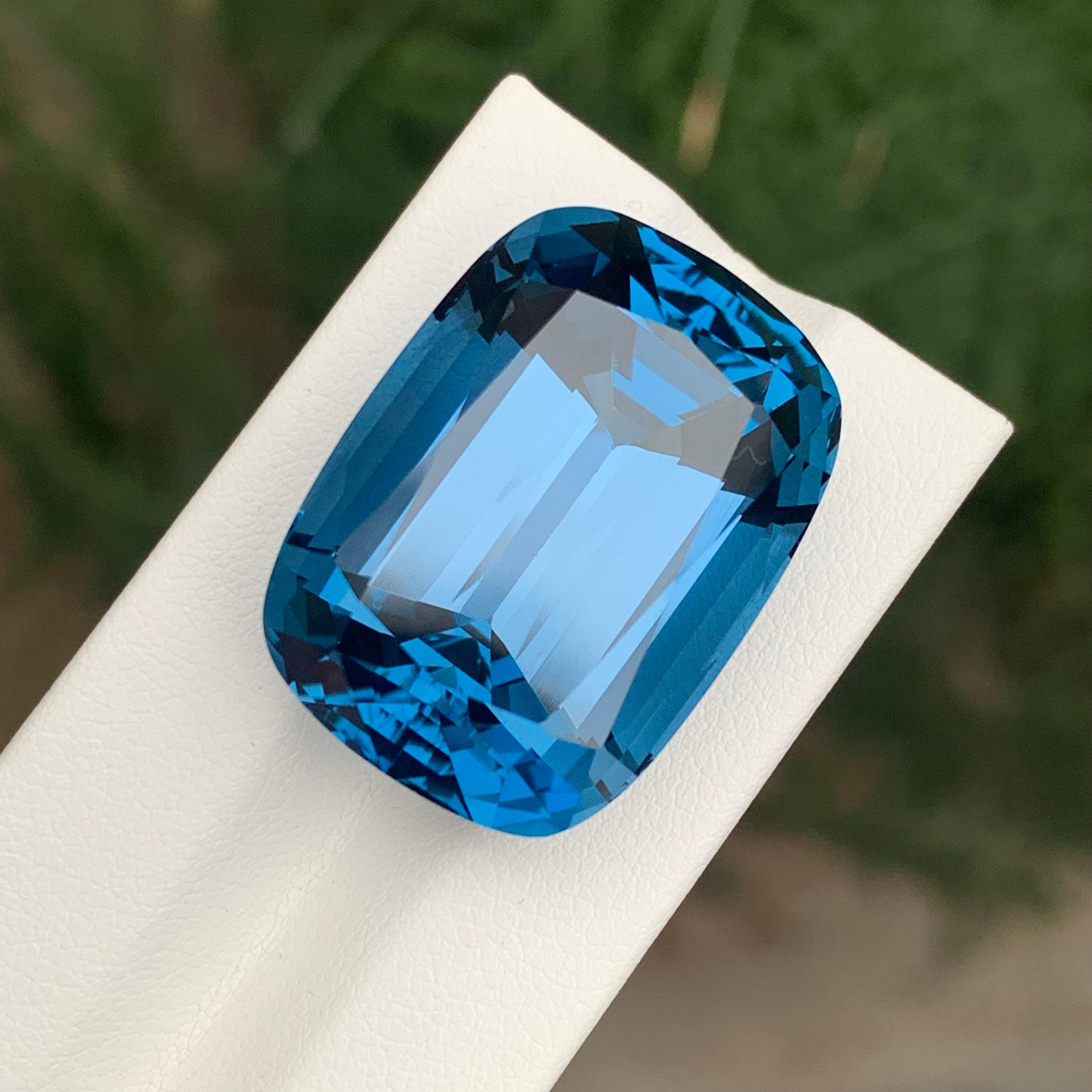 Women's or Men's 72.10 Carat Stunning Loose London Blue Topaz Cushion Shape Gemstone For Sale