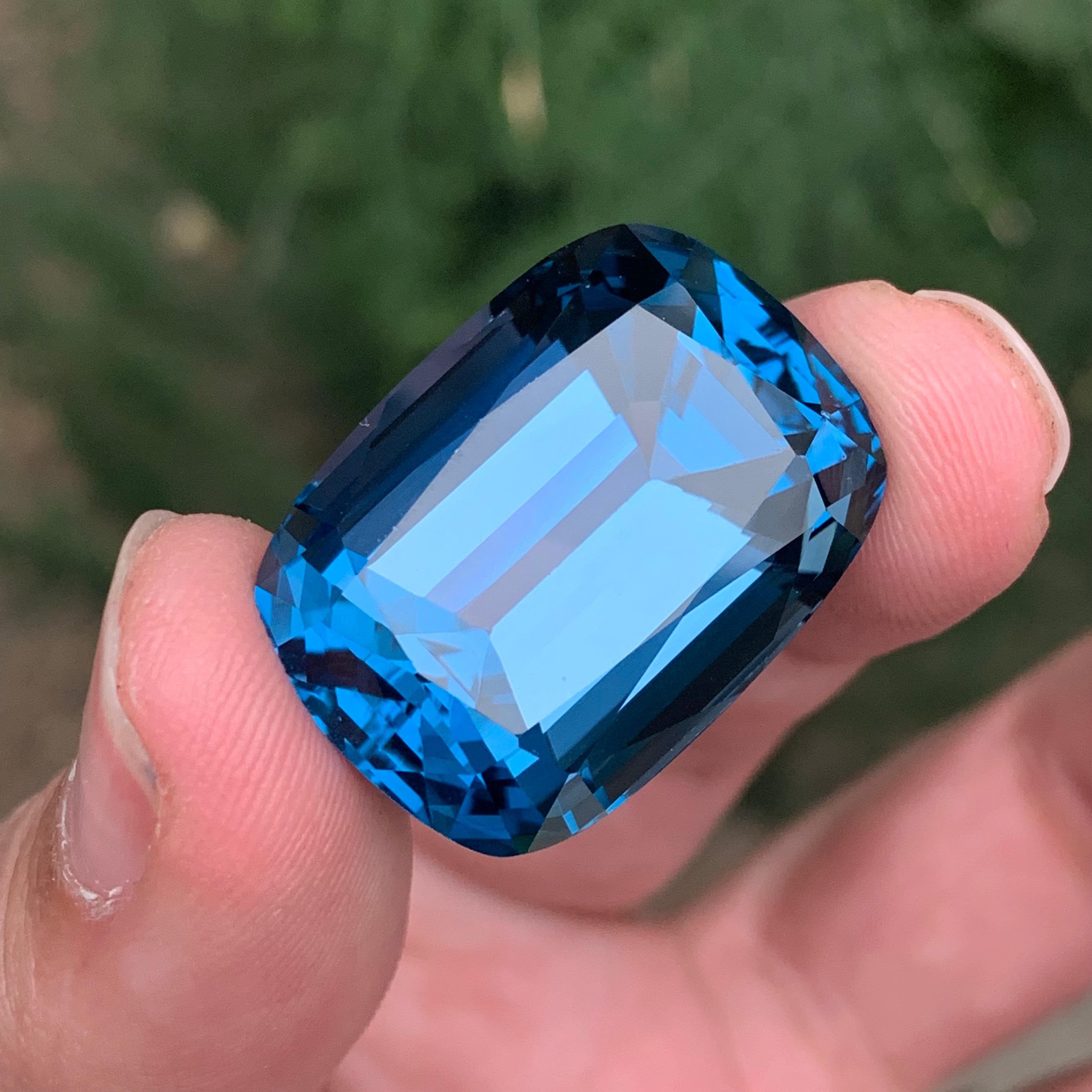 72.10 Carat Stunning Loose London Blue Topaz Cushion Shape Gemstone For Sale 3