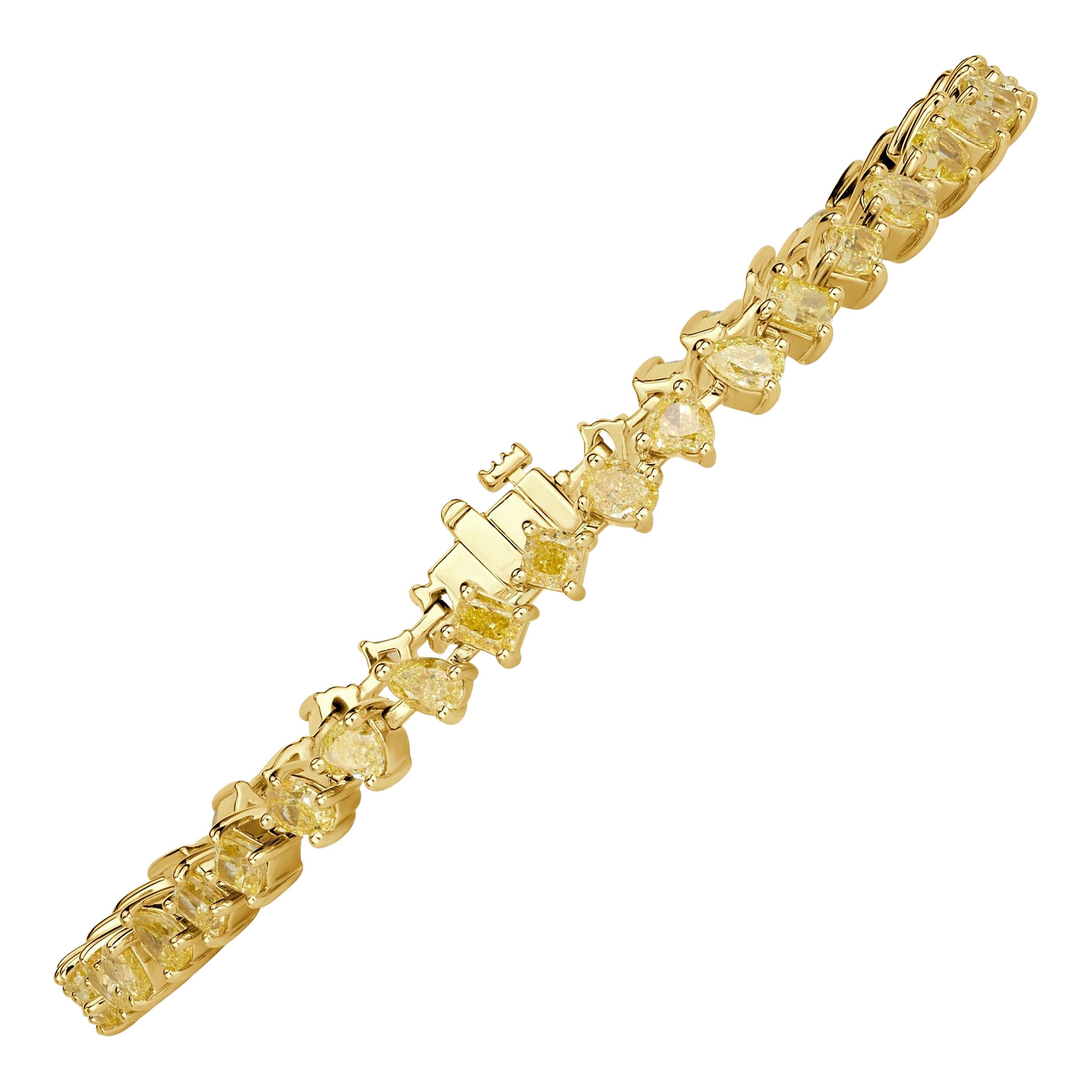 7.21ct Fancy Yellow Diamond Tennis Bracelet in 18K Yellow Gold