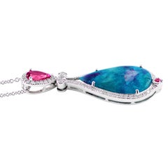 7.22 Carat Brazilian Paraiba Tourmaline White Gold Matrix Pendant