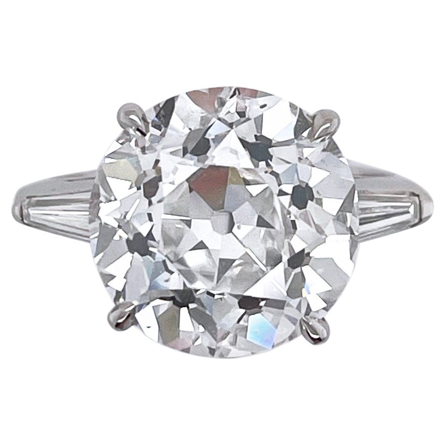 7.22 Carat Old European Brilliant Cut Diamond Ring GIA Certified For Sale