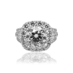 7.22 Carat Round Brilliant Diamond Ring Brilliant White 18K White Gold