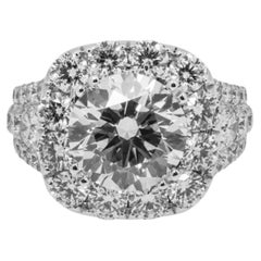 7.22 Carat Round Brilliant Diamond Ring Brilliant White 18K White Gold