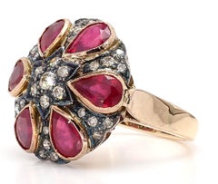 7.22 Carat Ruby and 1 Carat Diamond 18K Gold Ring