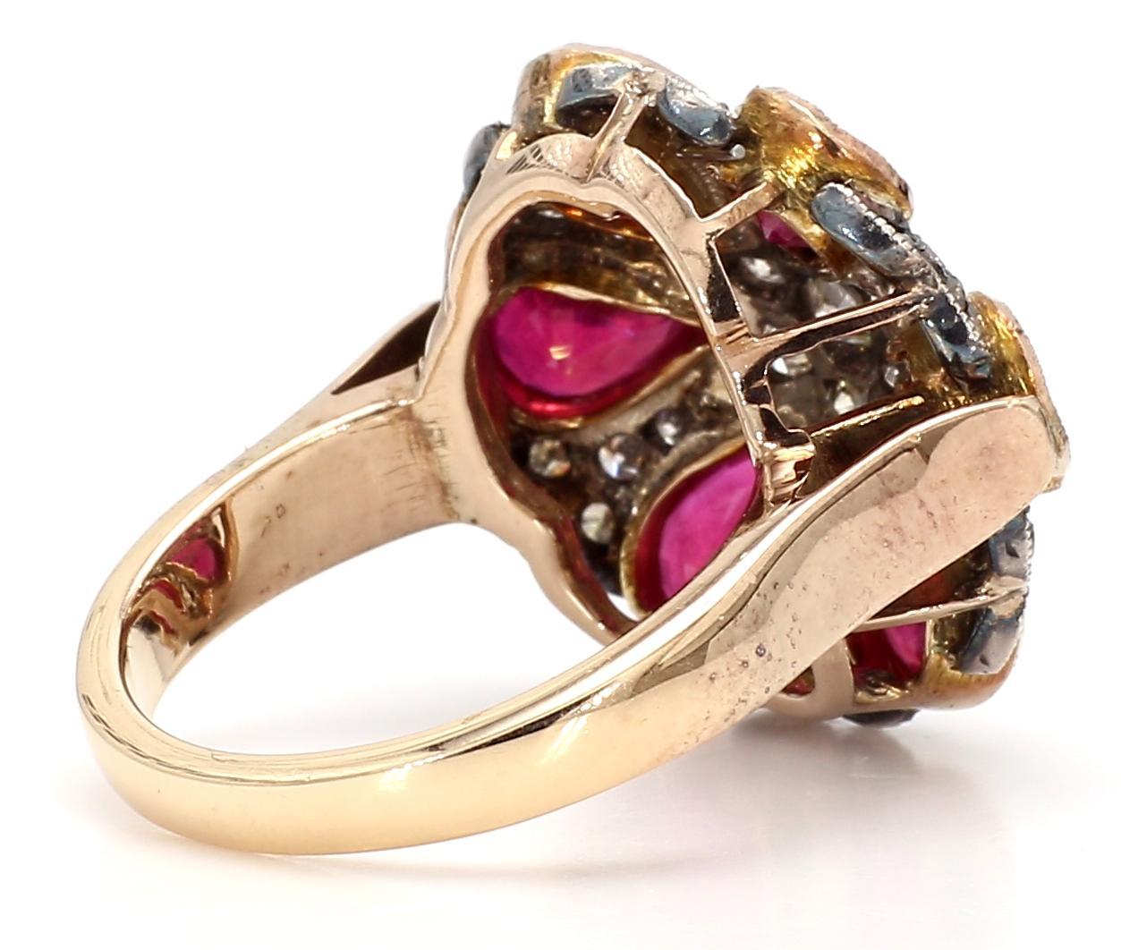 7.22 Carat Ruby and 1 Carat Diamond 18K Gold Ring For Sale 1