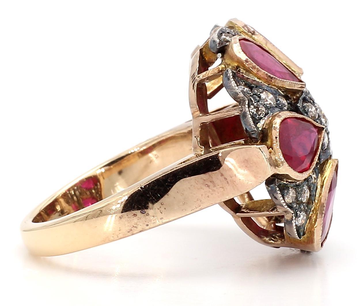7.22 Carat Ruby and 1 Carat Diamond 18K Gold Ring For Sale 3