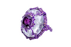 Anello con 7,22 carati di spinello rosa, 69,48 carati di topoaz e diamanti, oro 18 carati, Austy Lee