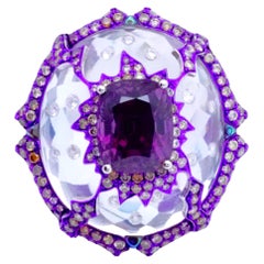 7,22 Karat Rosa Spinell & 69,48 Karat Tpoaz & Diamantring, 18K Gold, Austy Lee