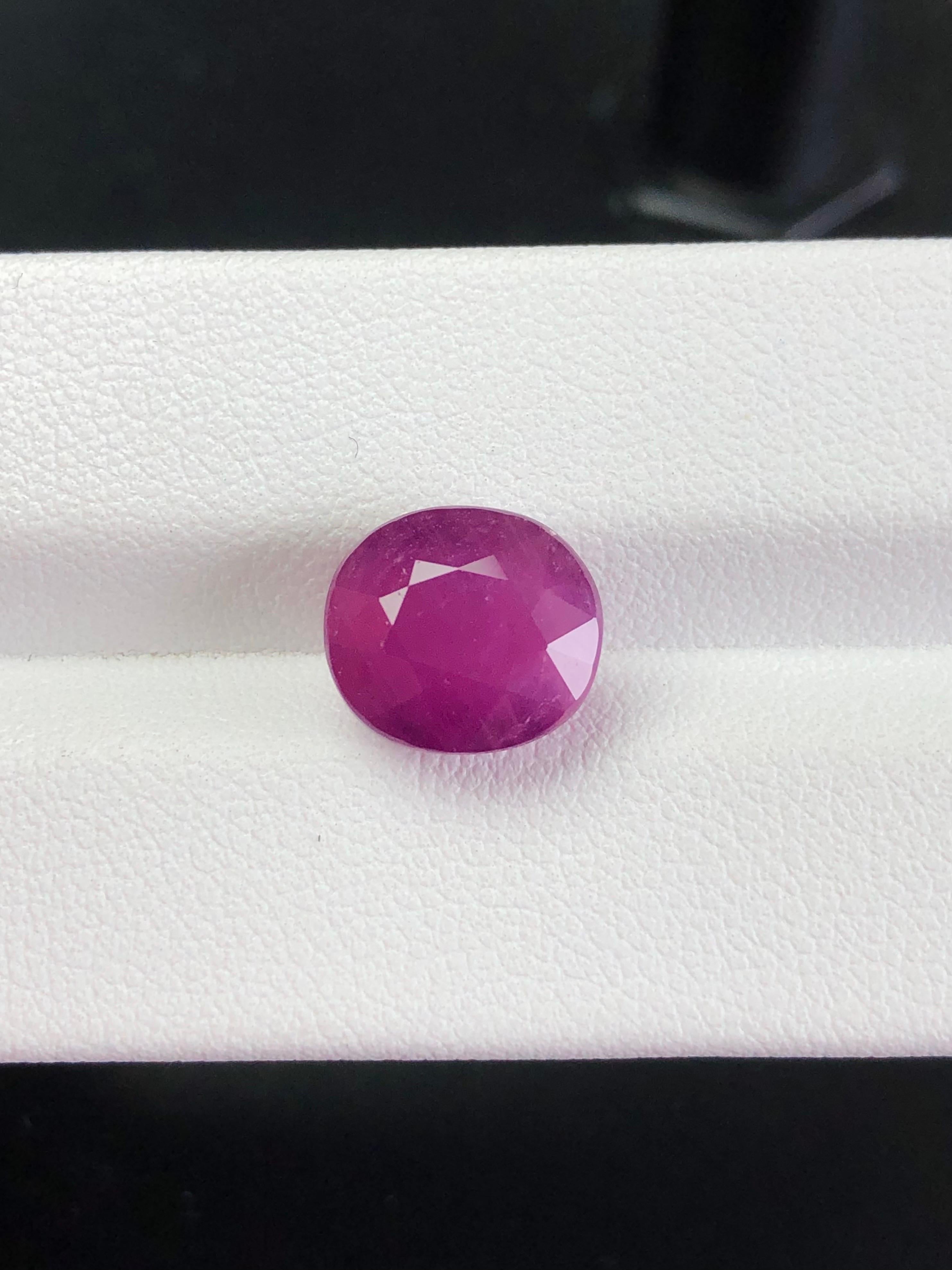 7.22 Ct  GRS Certified Natural  Ruby Unheated Purplish Red Eye clean Color In New Condition For Sale In bangkok, TH