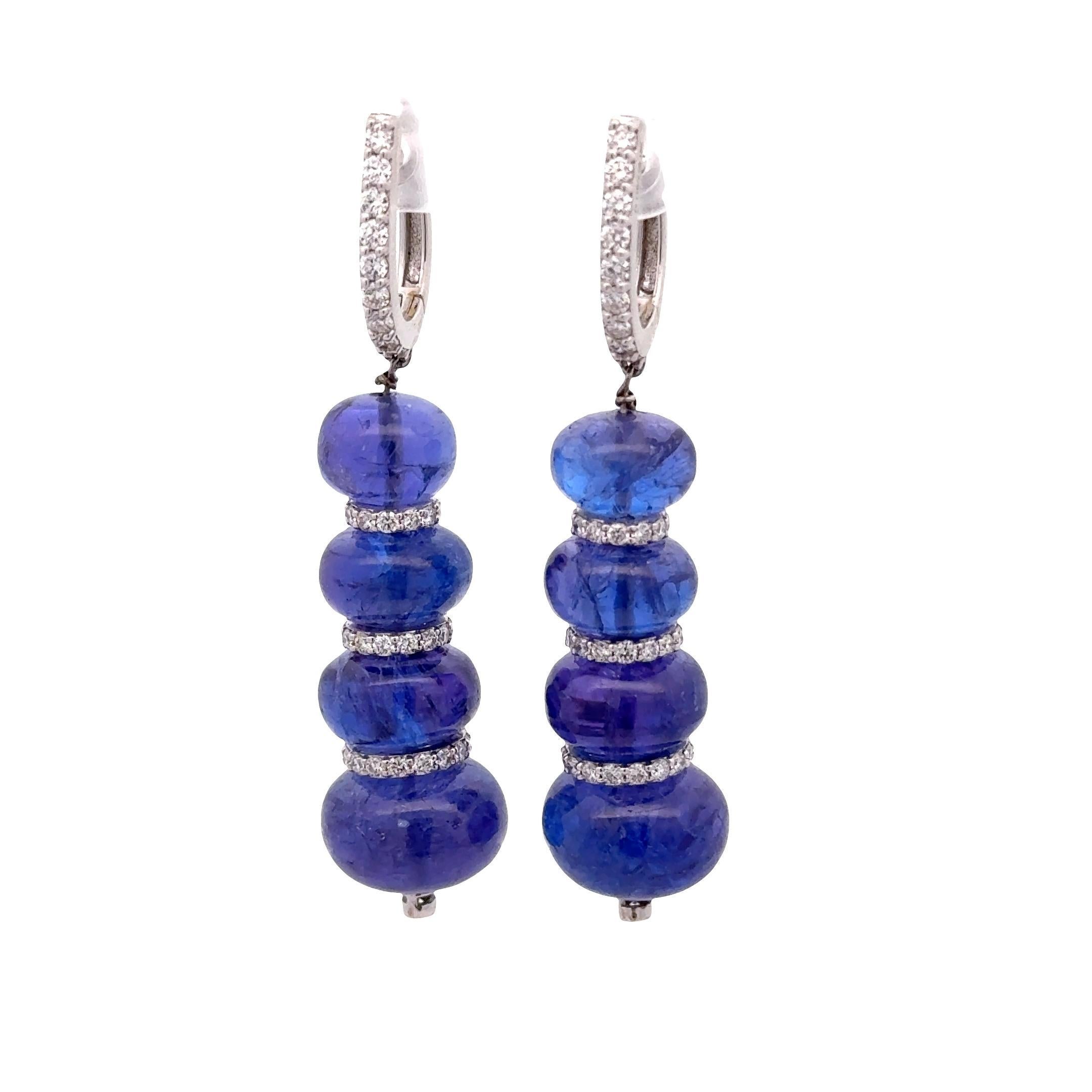 Contemporaneo Orecchini a goccia in oro bianco 18K con diamante tanzanite da 72,20 carati in vendita