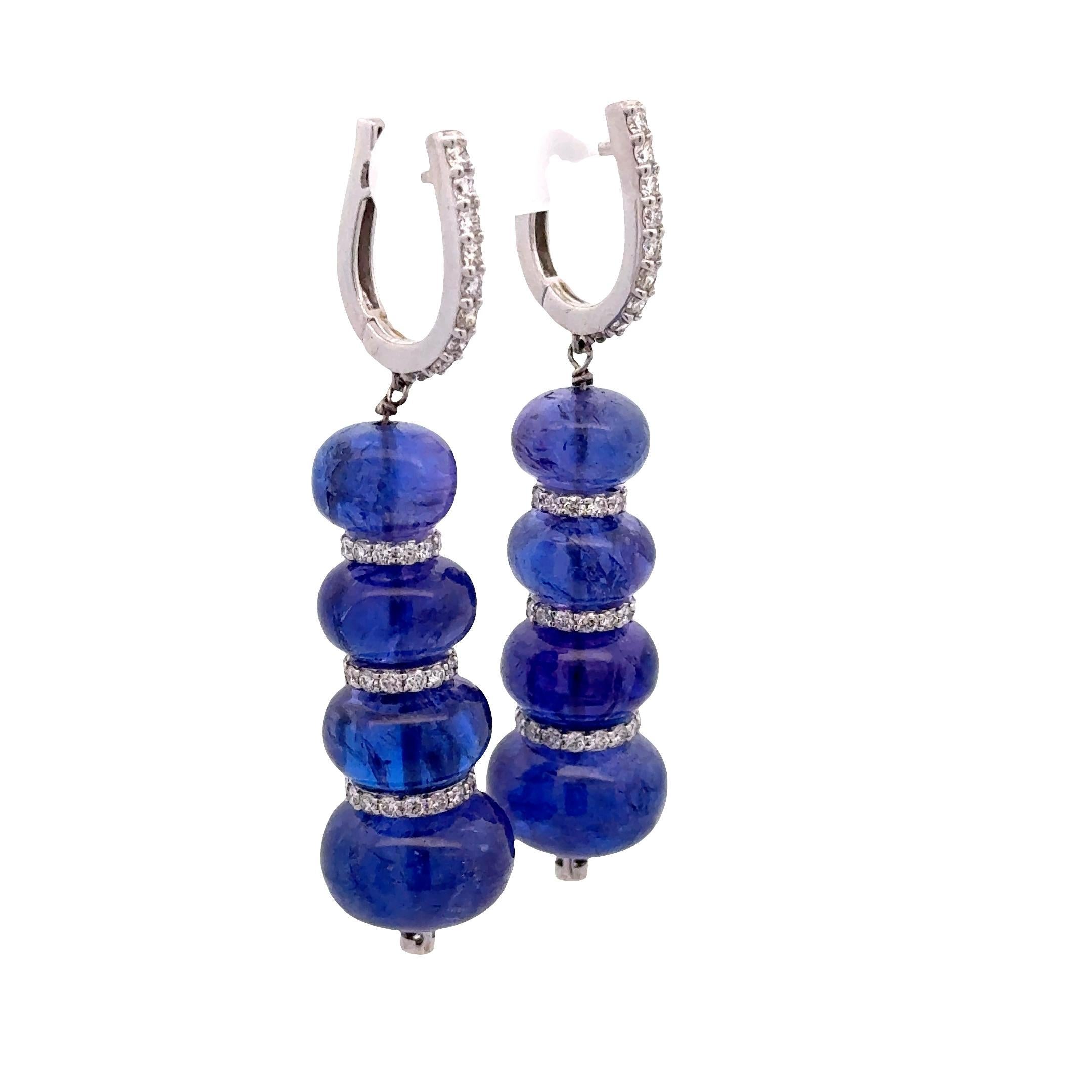 Perlina Orecchini a goccia in oro bianco 18K con diamante tanzanite da 72,20 carati in vendita