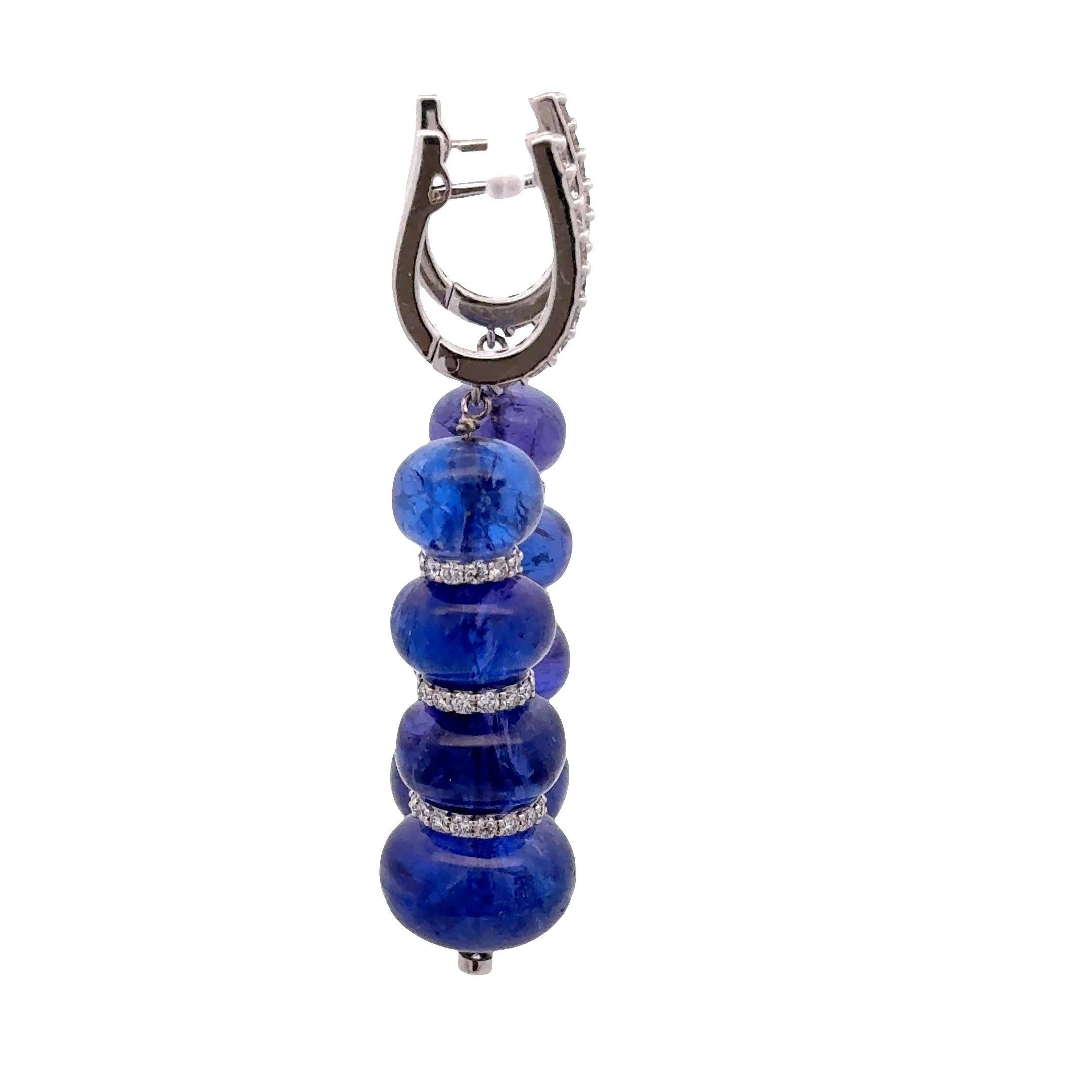 Donna Orecchini a goccia in oro bianco 18K con diamante tanzanite da 72,20 carati in vendita
