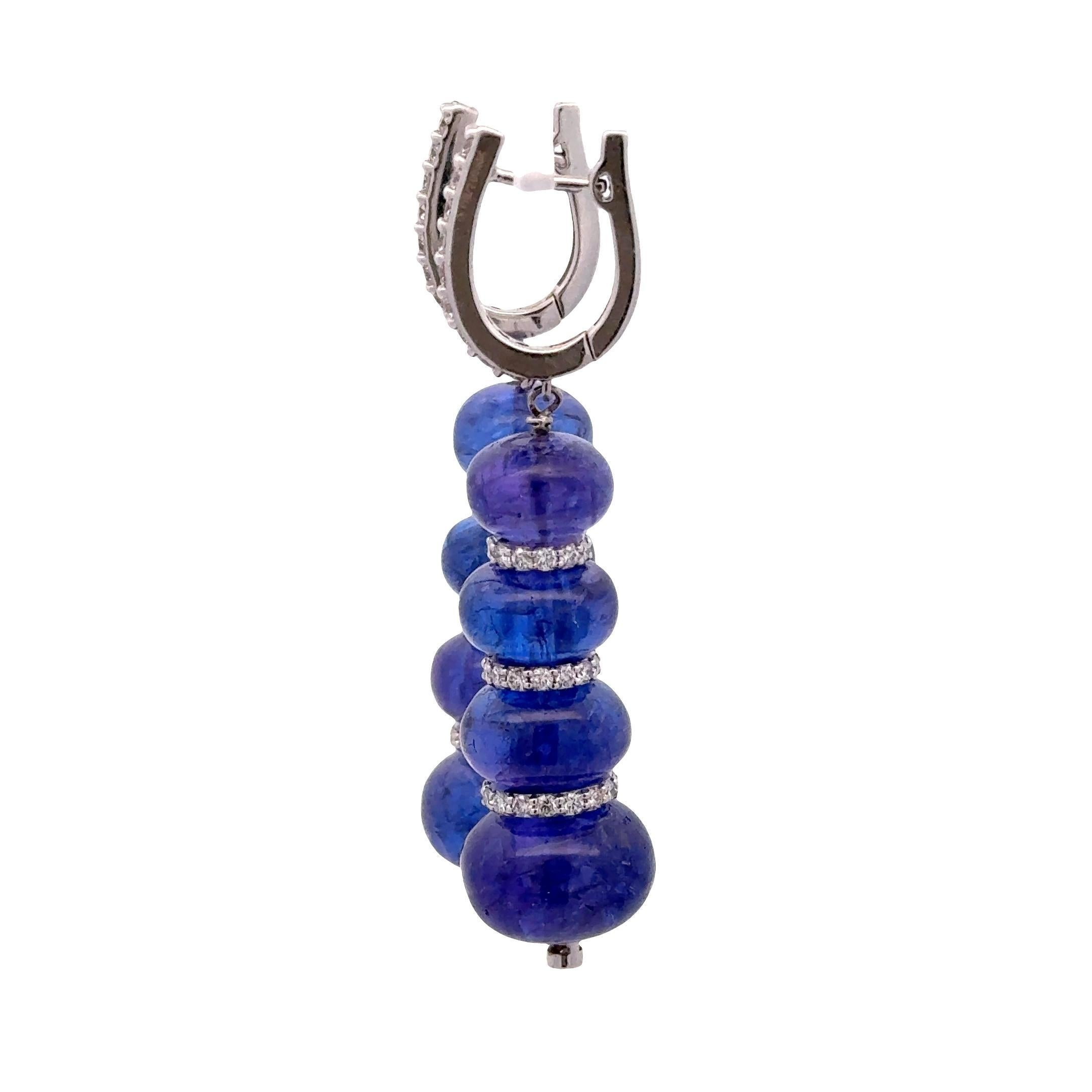 Orecchini a goccia in oro bianco 18K con diamante tanzanite da 72,20 carati in vendita 1
