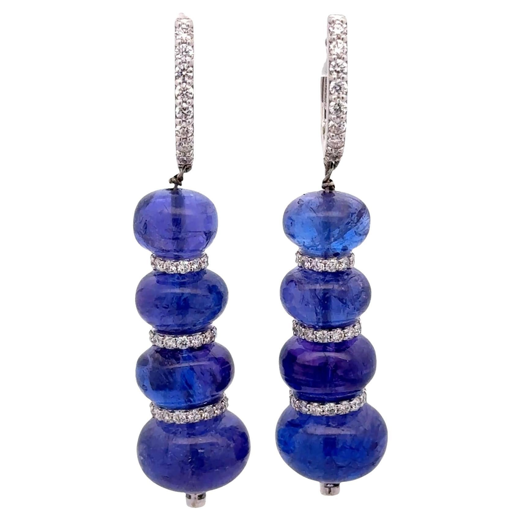 Orecchini a goccia in oro bianco 18K con diamante tanzanite da 72,20 carati in vendita