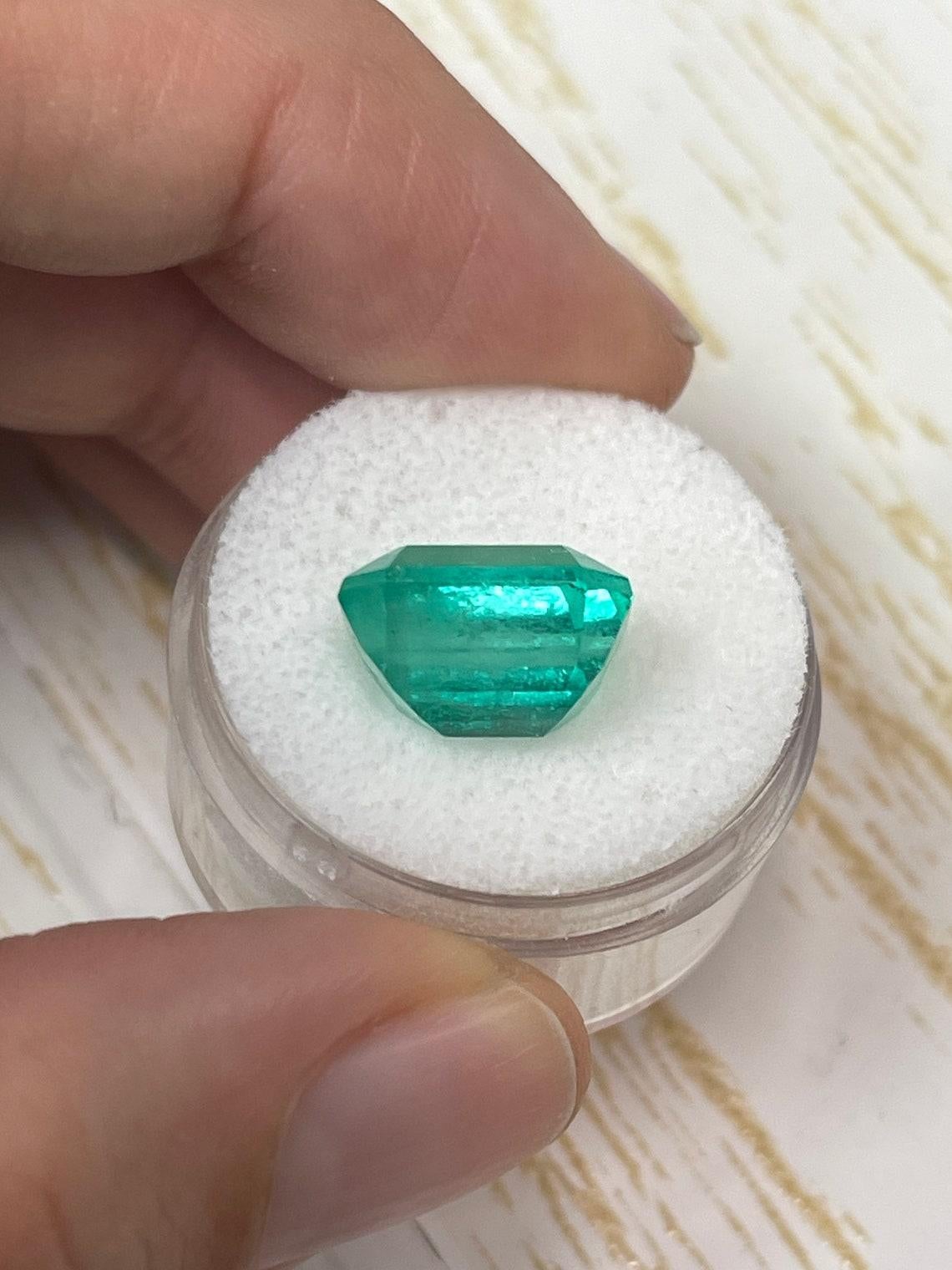 da uomo o donna 7,22 ct verde bluastro taglio smeraldo gemma colombiana 13x10 Chivor Mine maggio Birthstone in vendita