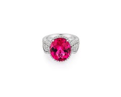 7.22ct Pink Tourmaline .95ct Diamond 18kt White Gold Ring