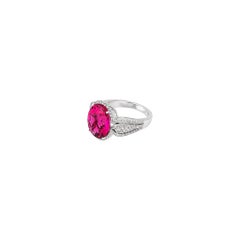 7.22ct Pink Tourmaline .95ct Diamond 18kt White Gold Ring