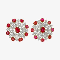 7.23 Karat Burma-Rubin  No Heat und Diamant-Ohrringe aus 18 Karat Weißgold