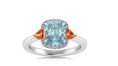 7.23 Carat Paraiba Tourmaline Diamond Ring 18 Karat White Gold