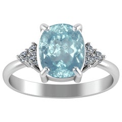 7.23 Carat Paraiba Tourmaline Diamond Ring 18 Karat White Gold