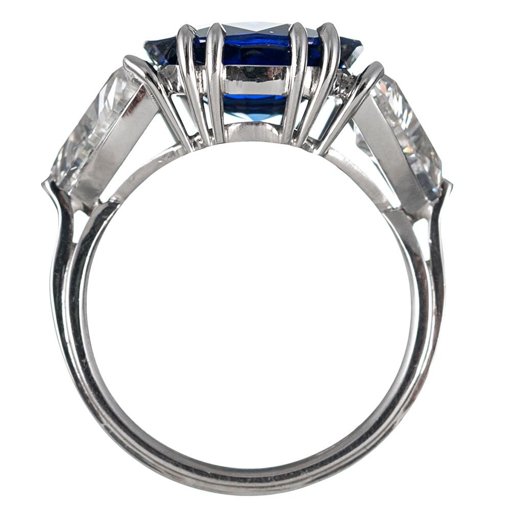 7.23 Carat Sapphire and Trillion Diamond Ring In Excellent Condition In Carmel-by-the-Sea, CA