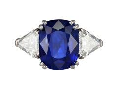 7.23 Carat Unenhanced Royal Blue Burmese Sapphire and Diamond Ring, circa 1960s