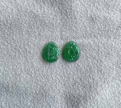 7.23 Carats Zambian Emerald Pear Carved 2 Piece for Jewelry Set Natural Gem