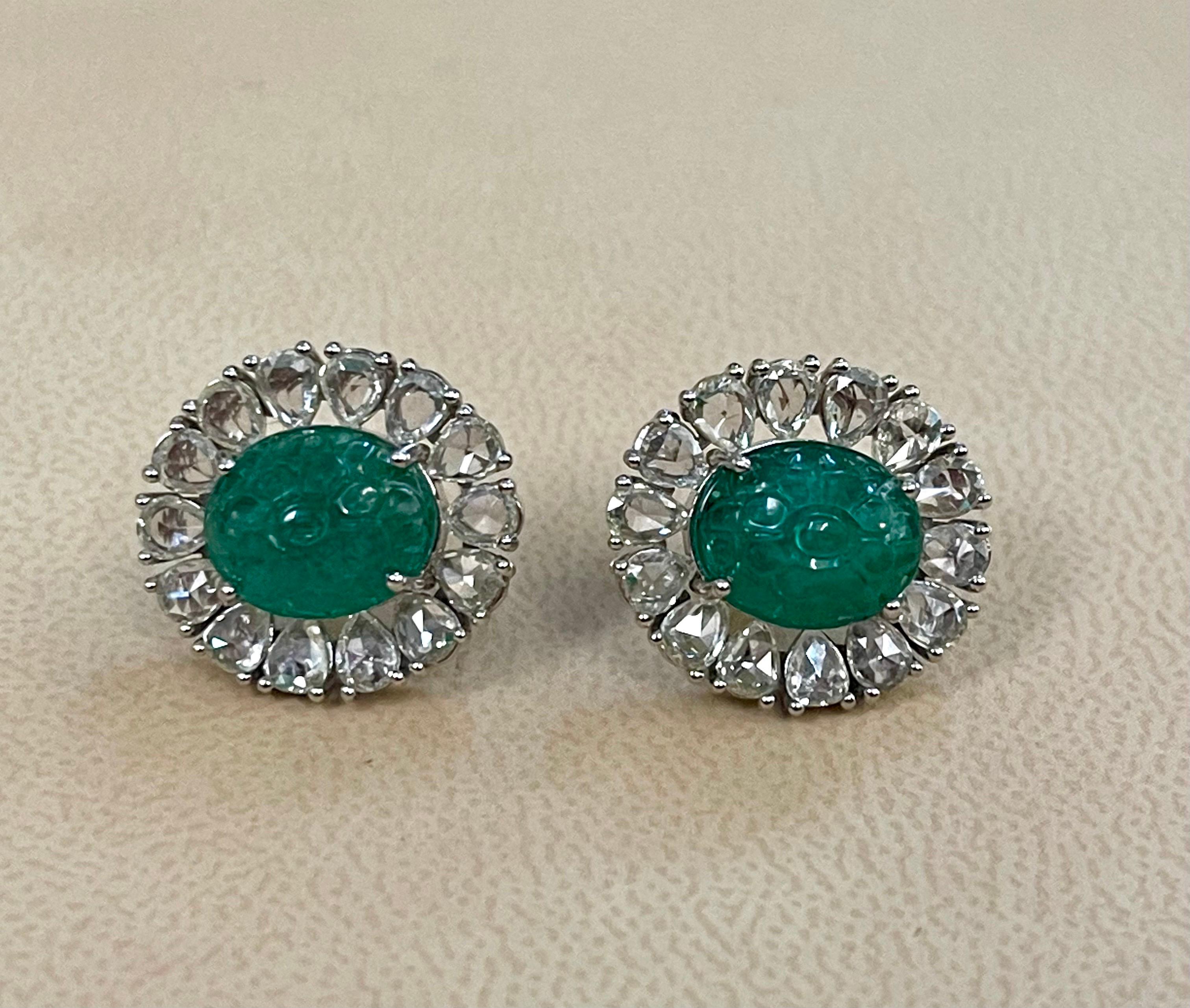 rose cut emerald diamond earrings