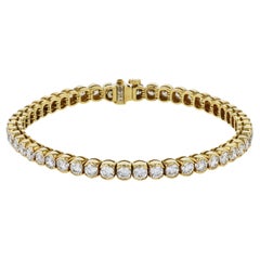 7.24 Carat Diamond Yellow Gold Tennis Bracelet Handmade 