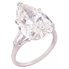 7.24 Carat Pear Statement Brilliant White SI  Refined Grandeur Diamond Ring