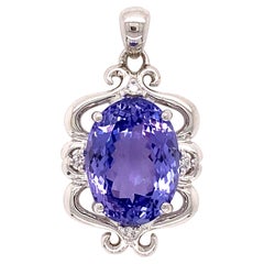 7.24 Carat Tanzanite and Diamond Gold Pendant Necklace