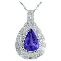 7.24 cts Natural Tanzanite 
1.76 cts Diamonds 18K White Gold Pendant