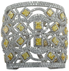 72.44 Carat Fancy Yellow Diamond Cuff Bangle