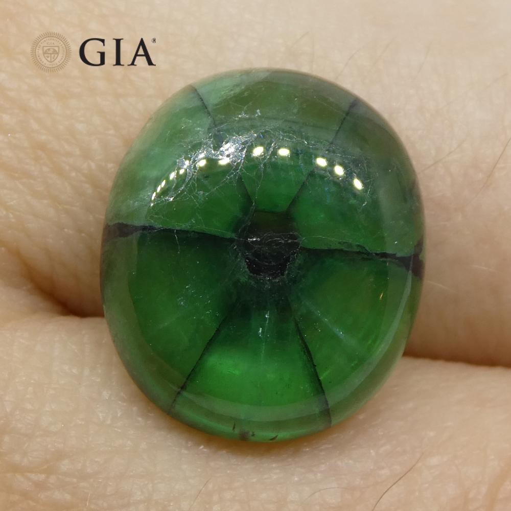 7.24ct Cushion Green and Black Trapiche Emerald GIA Certified Colombia   For Sale 7