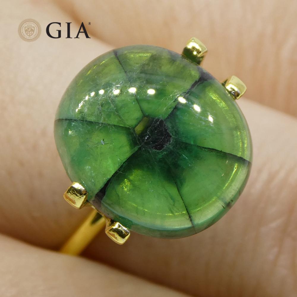 Cushion Cut 7.24ct Cushion Green and Black Trapiche Emerald GIA Certified Colombia   For Sale