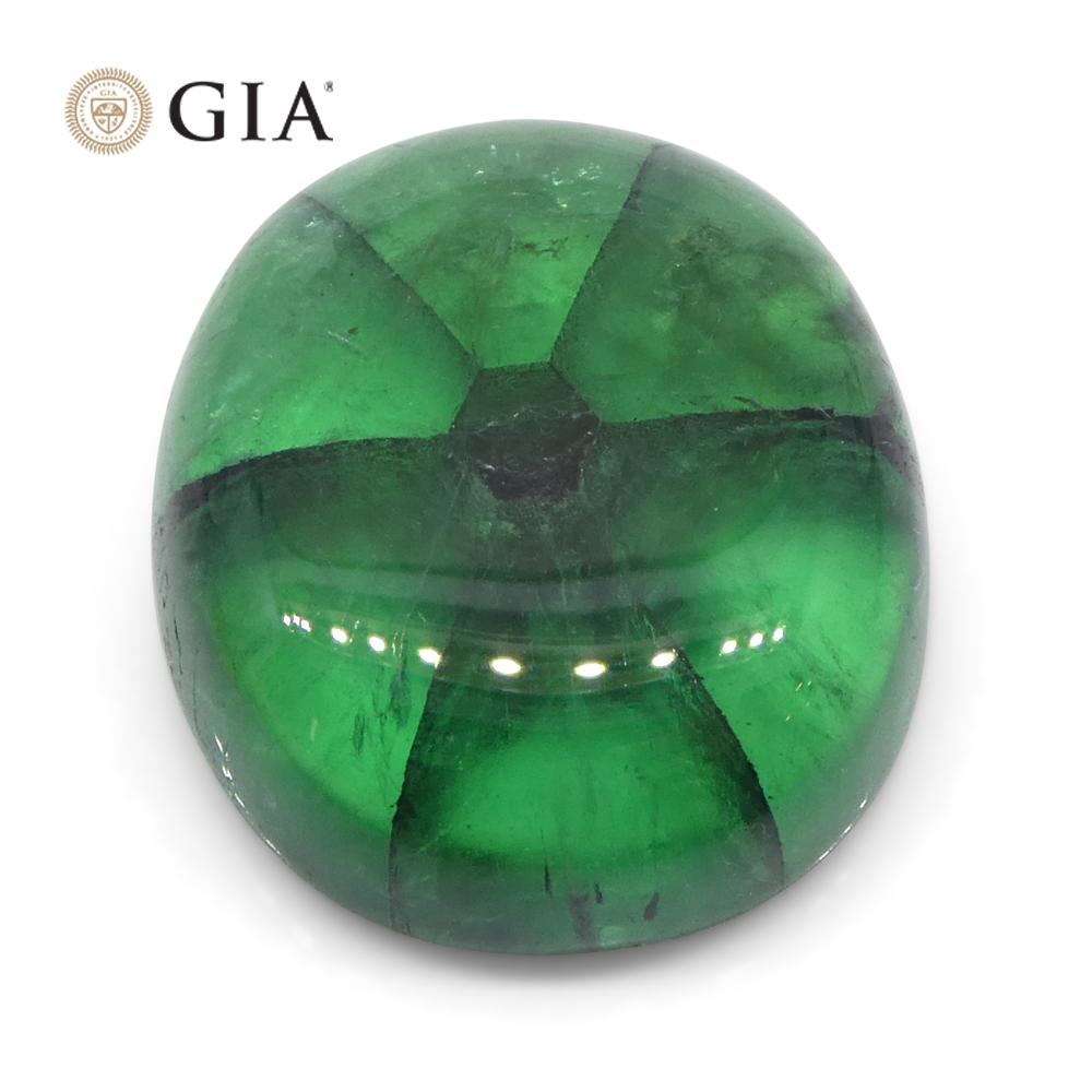 Women's or Men's 7.24ct Cushion Green and Black Trapiche Emerald GIA Certified Colombia   For Sale