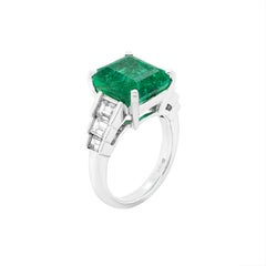7.24ct Emerald and Diamond 18 Carat White Gold Engagement Ring